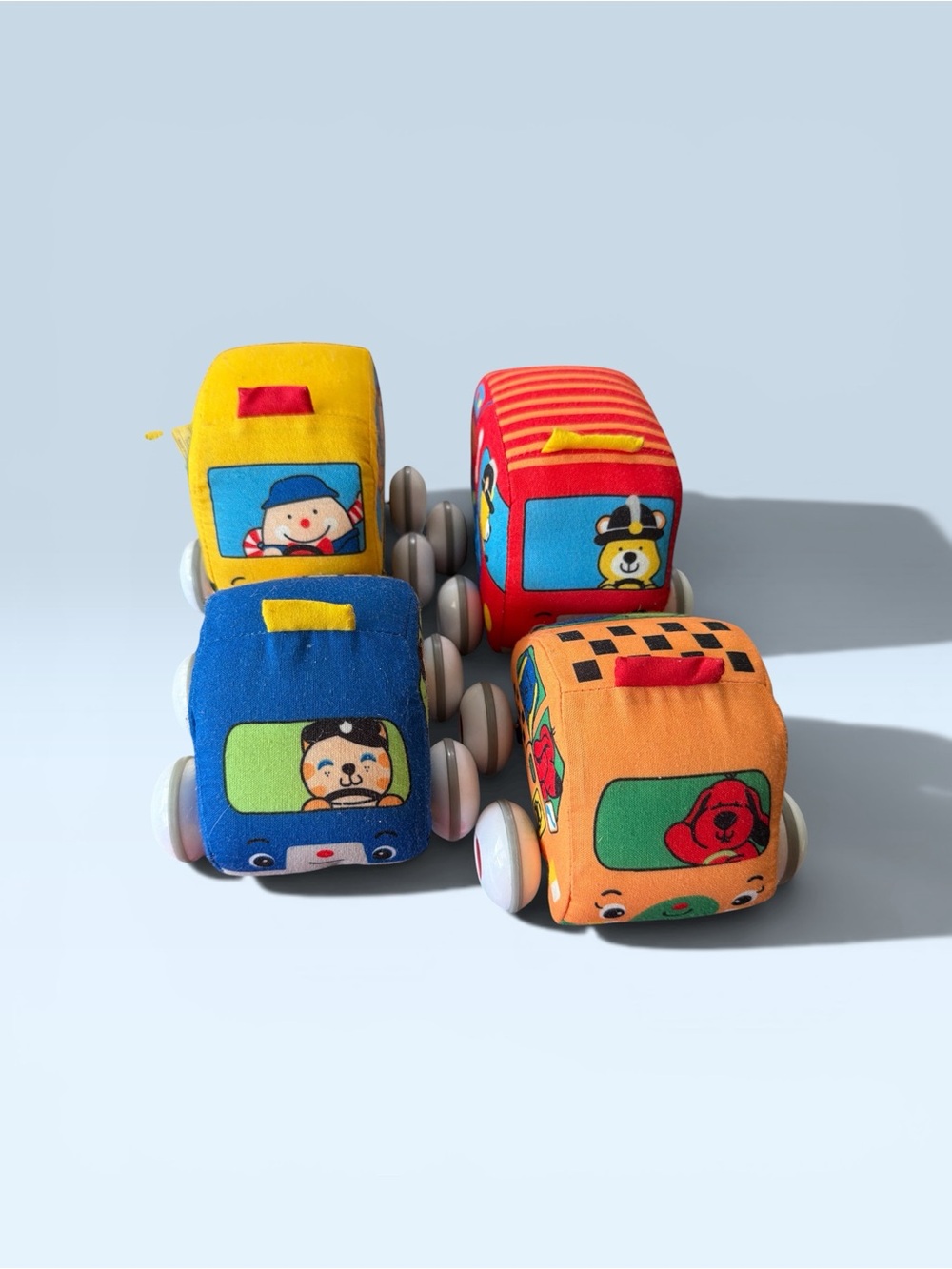 Melissa & Doug Plush Pull-Along Cars Set - Blue, Yellow, Red, Orange